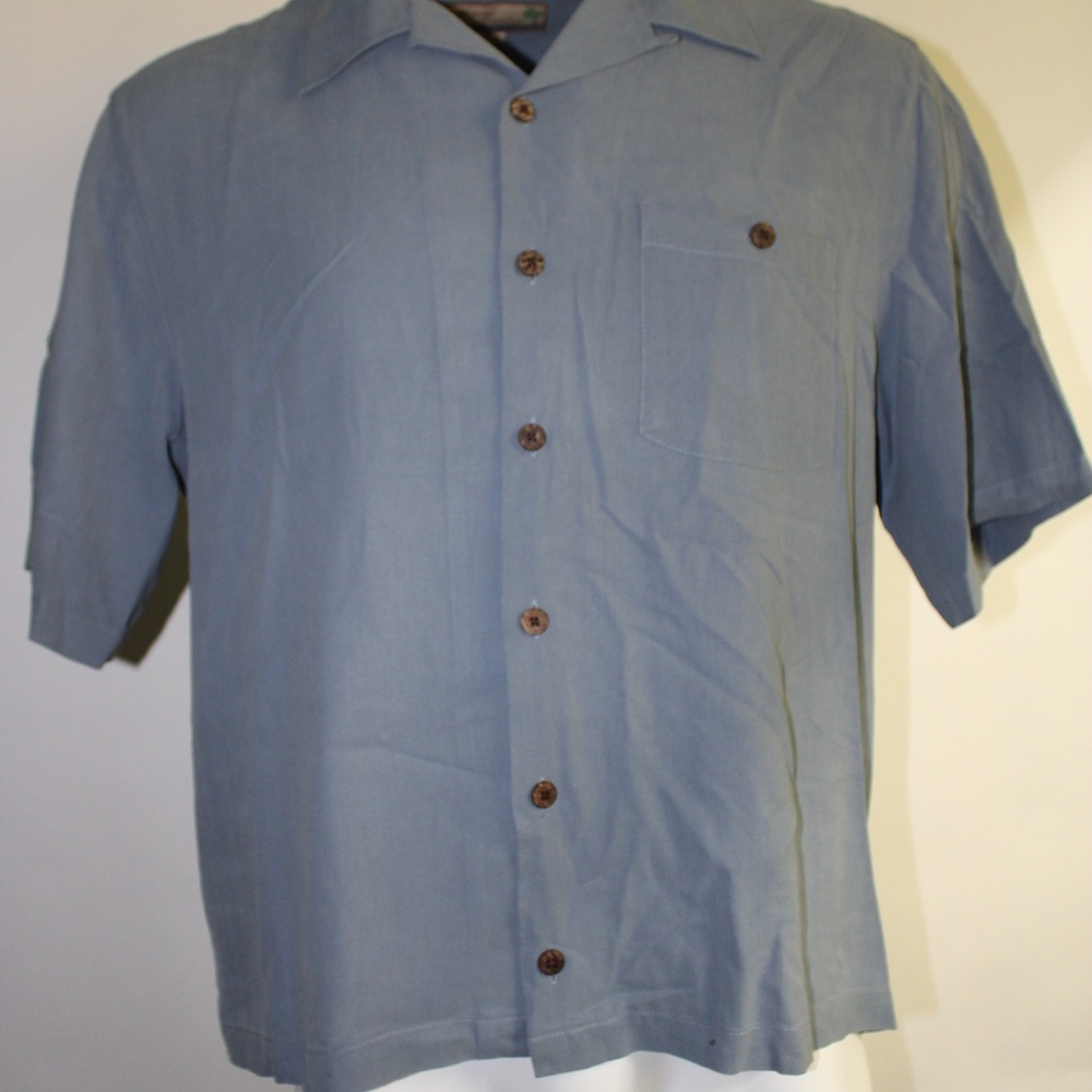 Beyond Paradise XL Solid Casual Button Front Silk